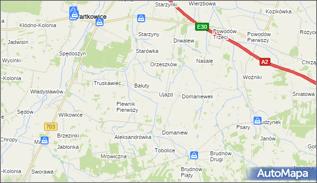 mapa Ujazd gmina Wartkowice, Ujazd gmina Wartkowice na mapie Targeo