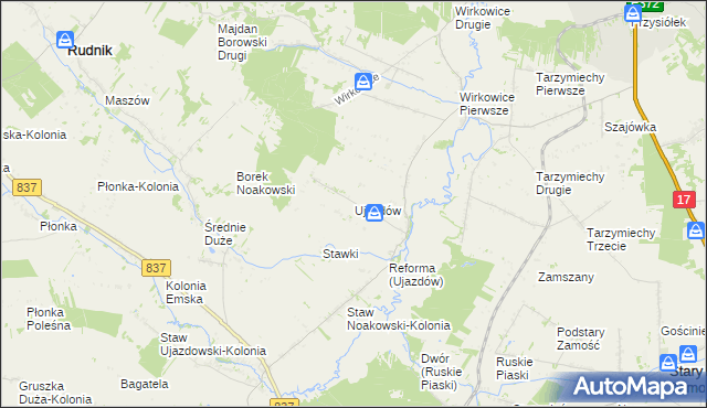 mapa Ujazdów gmina Nielisz, Ujazdów gmina Nielisz na mapie Targeo