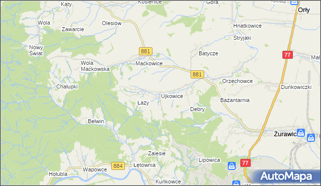 mapa Ujkowice, Ujkowice na mapie Targeo