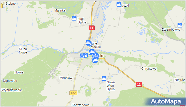 mapa Ujście powiat pilski, Ujście powiat pilski na mapie Targeo