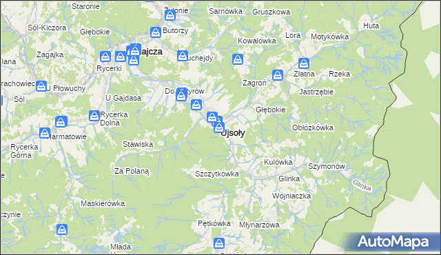mapa Ujsoły, Ujsoły na mapie Targeo
