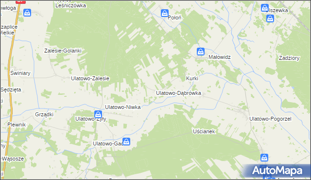 mapa Ulatowo-Dąbrówka, Ulatowo-Dąbrówka na mapie Targeo