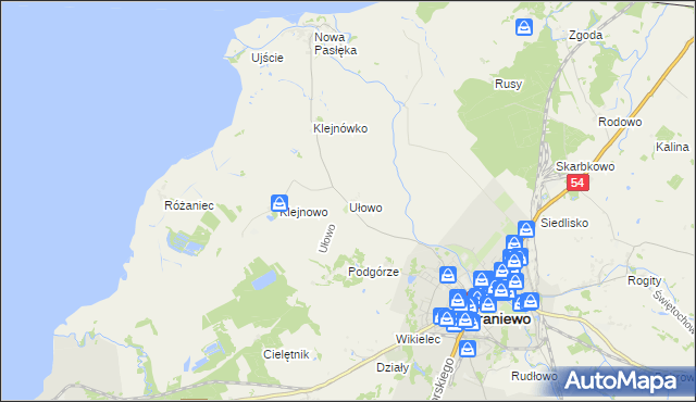 mapa Ułowo, Ułowo na mapie Targeo