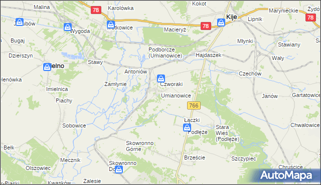 mapa Umianowice, Umianowice na mapie Targeo