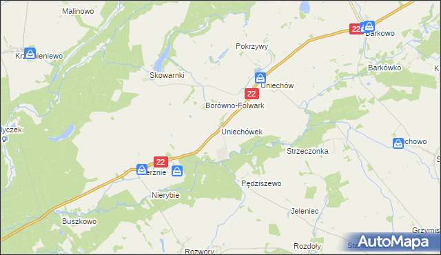 mapa Uniechówek, Uniechówek na mapie Targeo