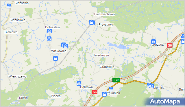 mapa Uniedrożyn, Uniedrożyn na mapie Targeo