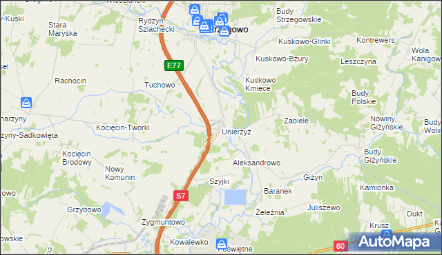 mapa Unierzyż, Unierzyż na mapie Targeo