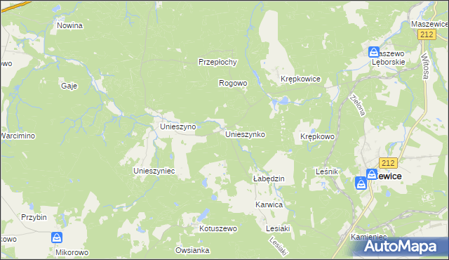 mapa Unieszynko, Unieszynko na mapie Targeo