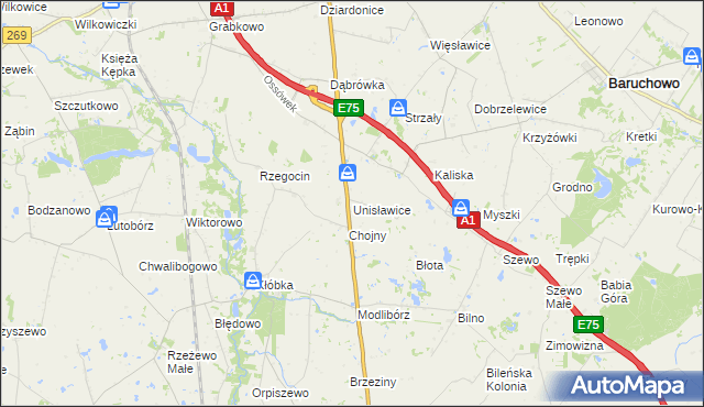 mapa Unisławice, Unisławice na mapie Targeo