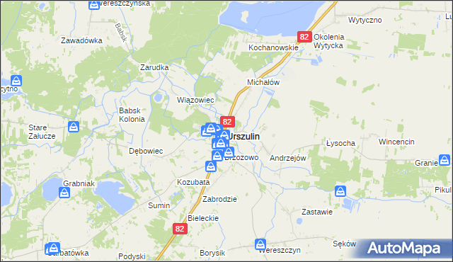 mapa Urszulin powiat włodawski, Urszulin powiat włodawski na mapie Targeo