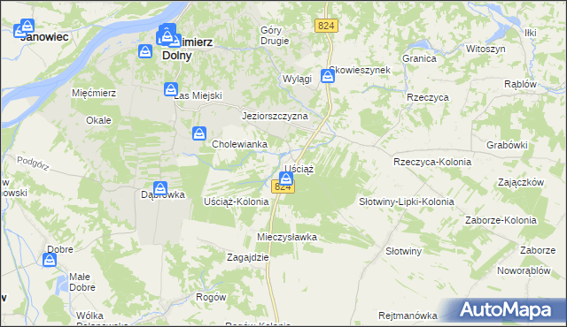 mapa Uściąż, Uściąż na mapie Targeo