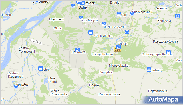 mapa Uściąż-Kolonia, Uściąż-Kolonia na mapie Targeo