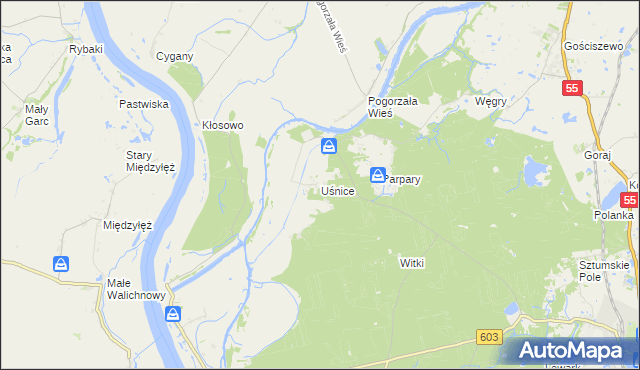 mapa Uśnice, Uśnice na mapie Targeo