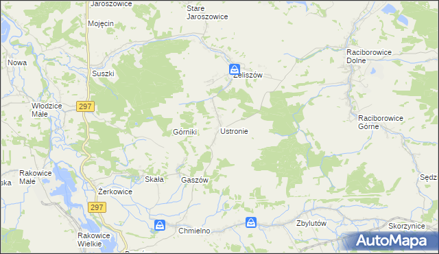 mapa Ustronie gmina Lwówek Śląski, Ustronie gmina Lwówek Śląski na mapie Targeo