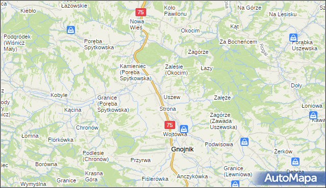 mapa Uszew, Uszew na mapie Targeo