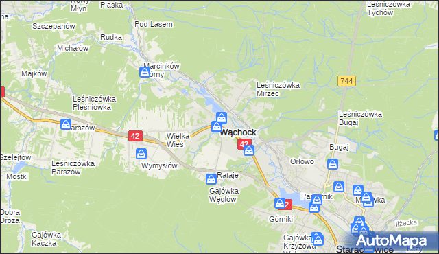 mapa Wąchock, Wąchock na mapie Targeo