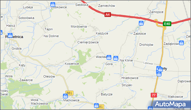 mapa Wacławice, Wacławice na mapie Targeo