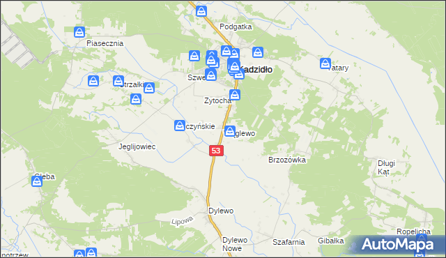 mapa Wąglewo, Wąglewo na mapie Targeo