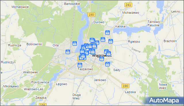 mapa Wągrowiec, Wągrowiec na mapie Targeo