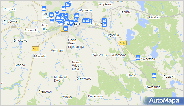 mapa Wajsznory, Wajsznory na mapie Targeo