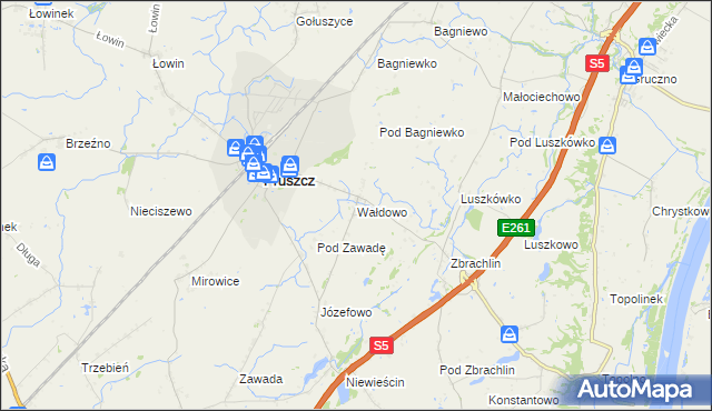 mapa Wałdowo gmina Pruszcz, Wałdowo gmina Pruszcz na mapie Targeo