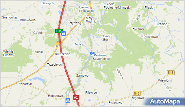 mapa Wałdowo Szlacheckie, Wałdowo Szlacheckie na mapie Targeo