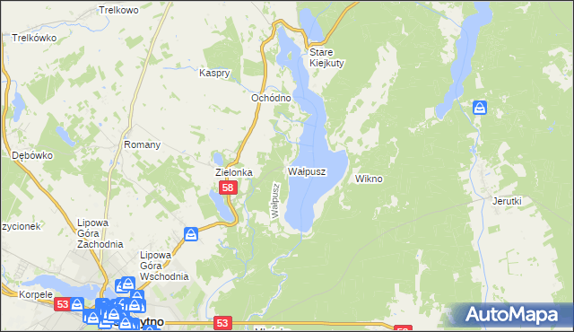 mapa Wałpusz, Wałpusz na mapie Targeo