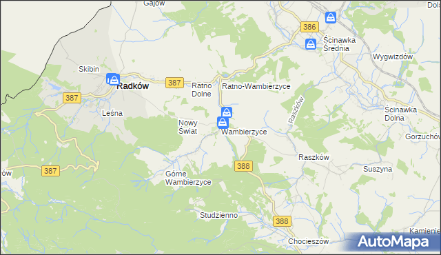 mapa Wambierzyce, Wambierzyce na mapie Targeo