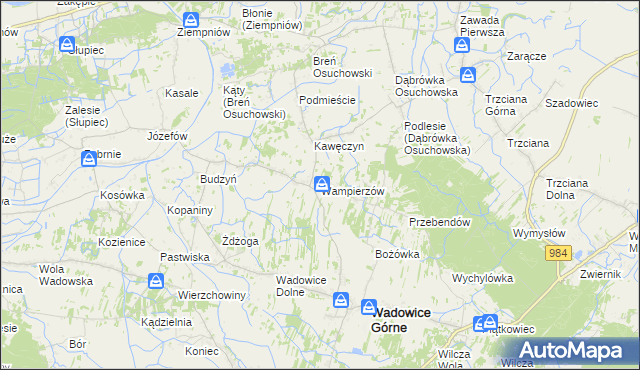 mapa Wampierzów, Wampierzów na mapie Targeo