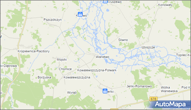 mapa Waniewo gmina Sokoły, Waniewo gmina Sokoły na mapie Targeo