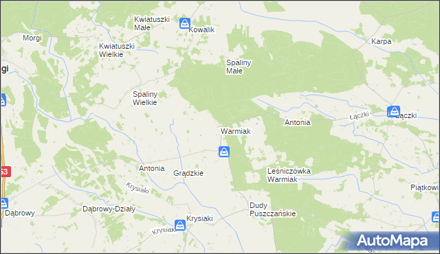 mapa Warmiak, Warmiak na mapie Targeo