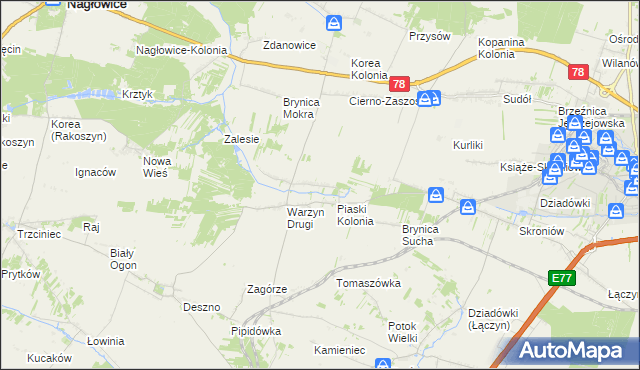 mapa Warzyn Pierwszy, Warzyn Pierwszy na mapie Targeo