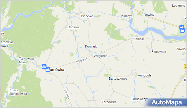 mapa Węgierce gmina Tarnówka, Węgierce gmina Tarnówka na mapie Targeo