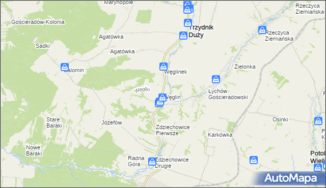 mapa Węglin gmina Trzydnik Duży, Węglin gmina Trzydnik Duży na mapie Targeo