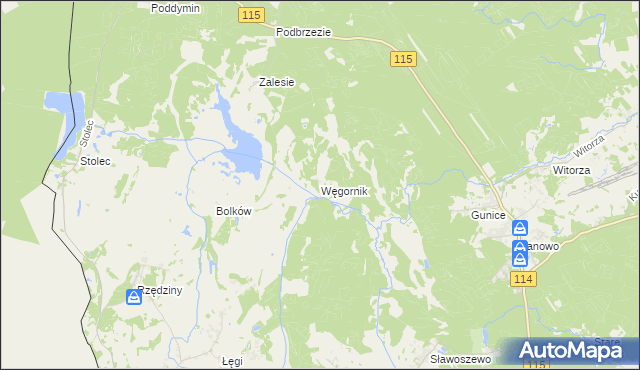 mapa Węgornik, Węgornik na mapie Targeo