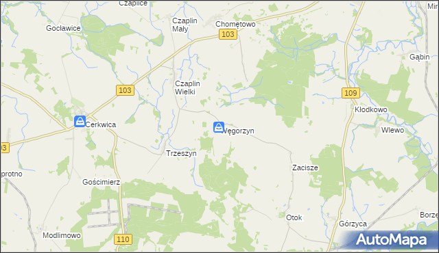 mapa Węgorzyn gmina Karnice, Węgorzyn gmina Karnice na mapie Targeo