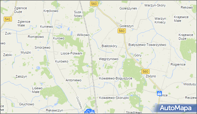 mapa Węgrzynowo gmina Gozdowo, Węgrzynowo gmina Gozdowo na mapie Targeo