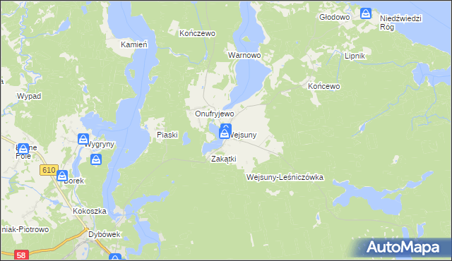 mapa Wejsuny, Wejsuny na mapie Targeo