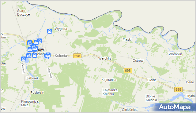 mapa Werchliś, Werchliś na mapie Targeo