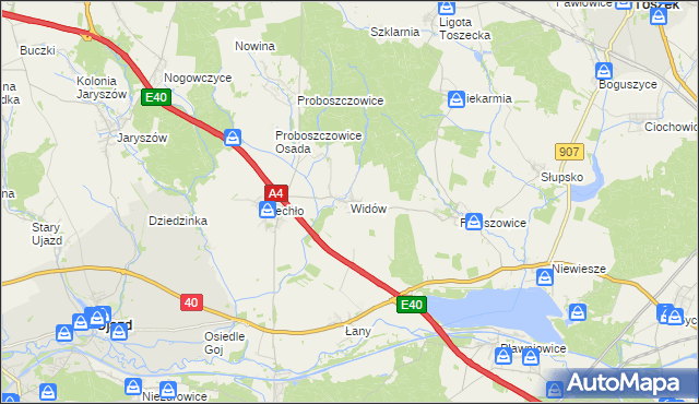 mapa Widów gmina Rudziniec, Widów gmina Rudziniec na mapie Targeo