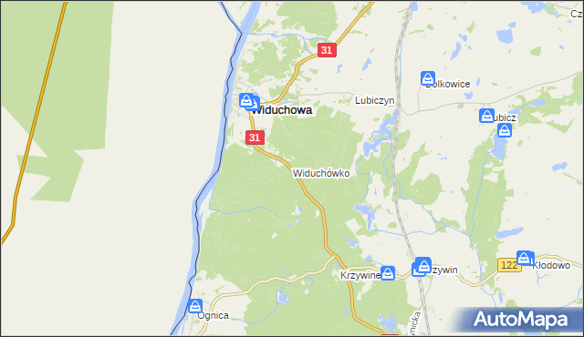 mapa Widuchówko, Widuchówko na mapie Targeo