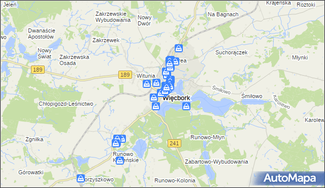 mapa Więcbork, Więcbork na mapie Targeo