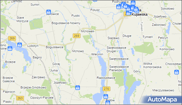 mapa Wiecinin, Wiecinin na mapie Targeo