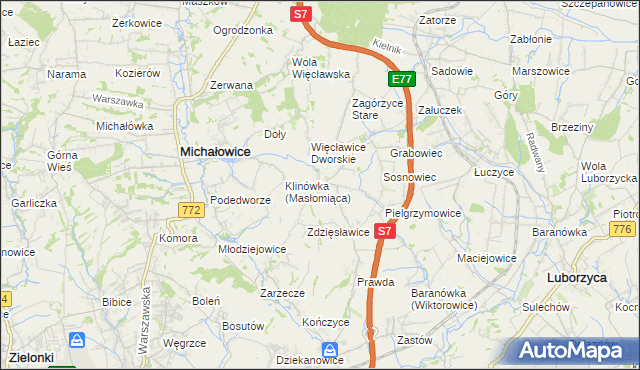 mapa Więcławice Stare, Więcławice Stare na mapie Targeo