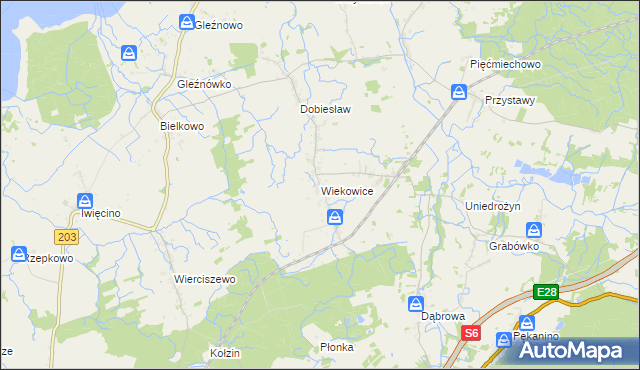 mapa Wiekowice gmina Darłowo, Wiekowice gmina Darłowo na mapie Targeo