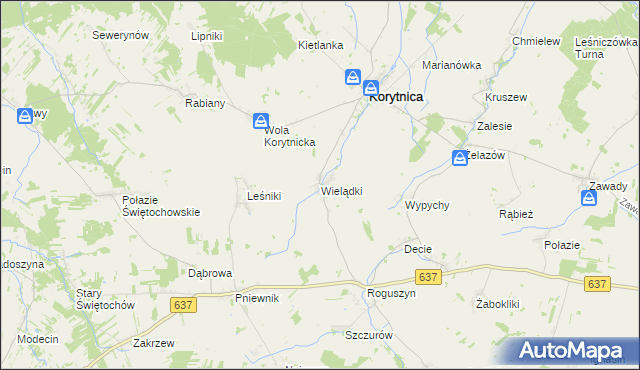 mapa Wielądki, Wielądki na mapie Targeo