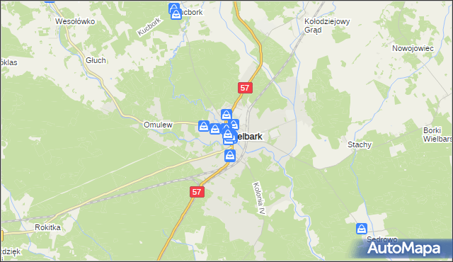 mapa Wielbark powiat szczycieński, Wielbark powiat szczycieński na mapie Targeo