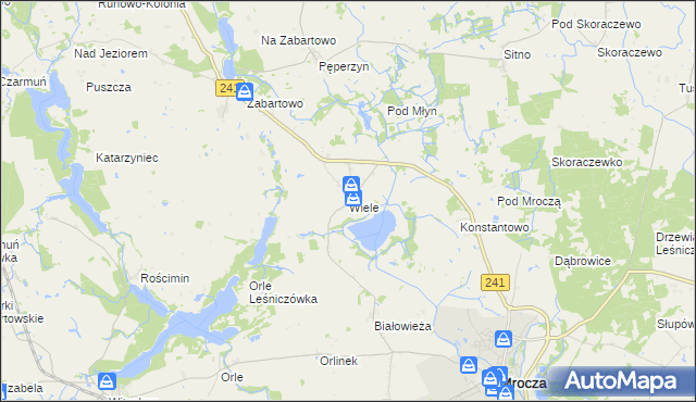 mapa Wiele gmina Mrocza, Wiele gmina Mrocza na mapie Targeo