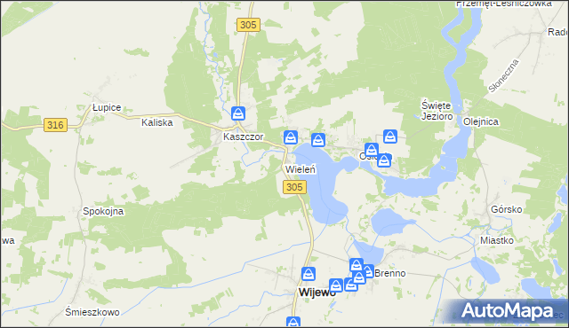 mapa Wieleń gmina Przemęt, Wieleń gmina Przemęt na mapie Targeo