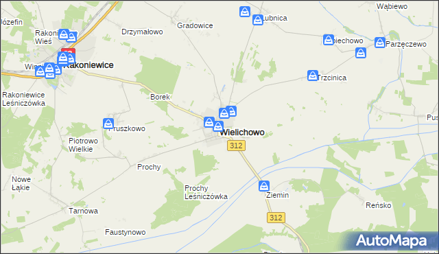 mapa Wielichowo powiat grodziski, Wielichowo powiat grodziski na mapie Targeo